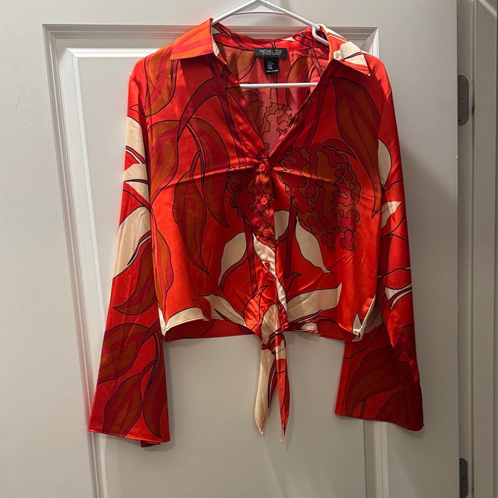 Rachel Zoe Red and Cream Floral Blouse